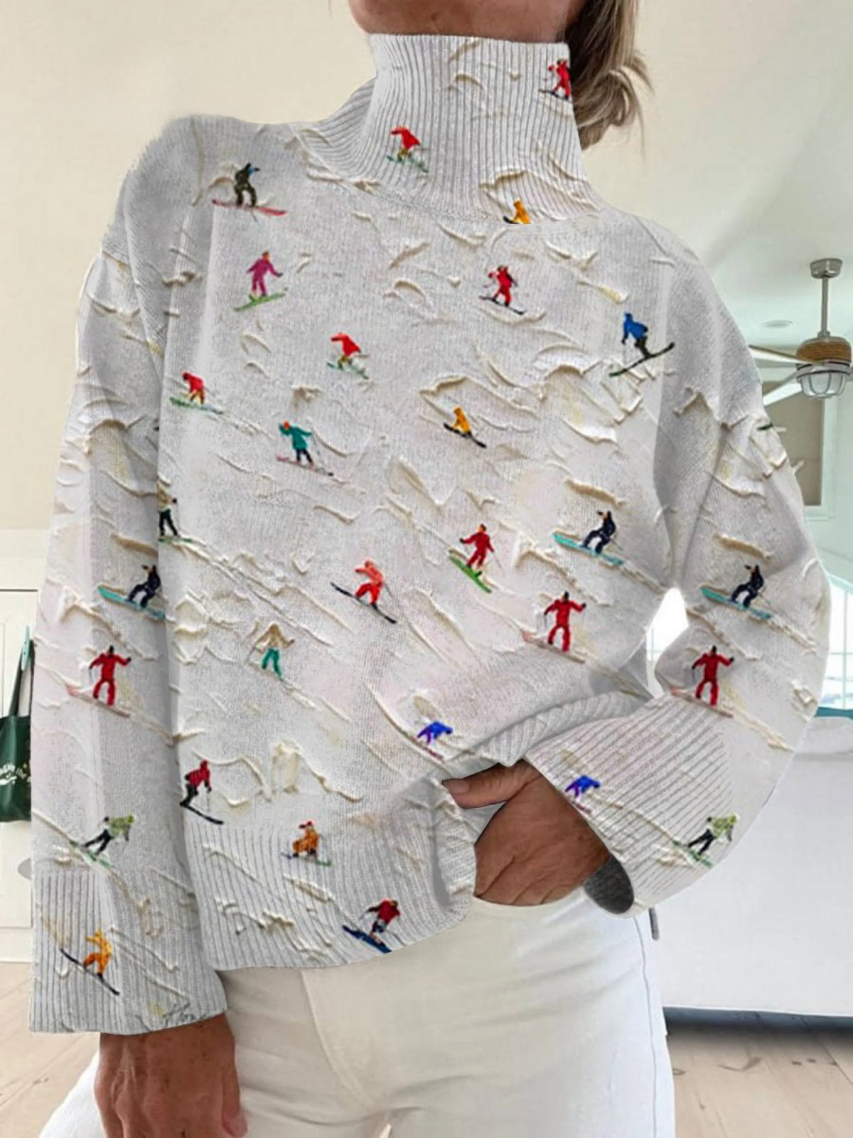 Retro - Élégant Pull Roulé Chic