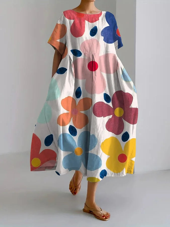 Eliana - Robe Midi Colorée et Confortable