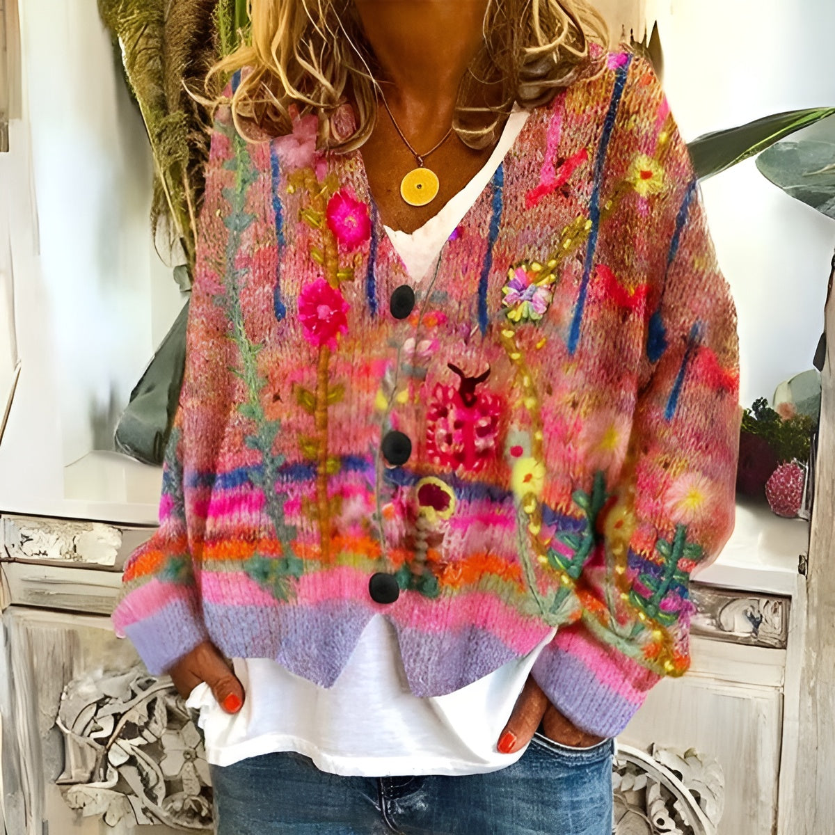 Emma - Cardigan Floral Bohème