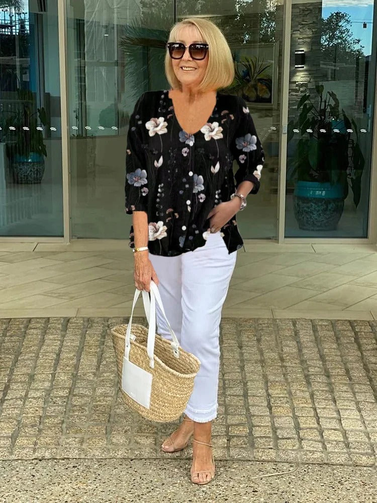 Teresa - Blouse Florale Élegante Avec Boutons