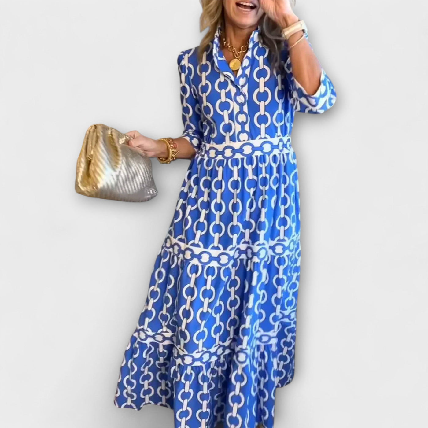 Sophia - Robe Midi avec Motif Chaîne