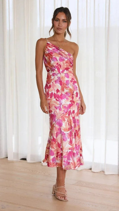 Karoline - Robe Fleurie Asymétrique