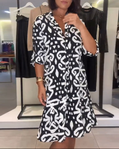 Saskia - Robe Élégante Imprimée à Col en V