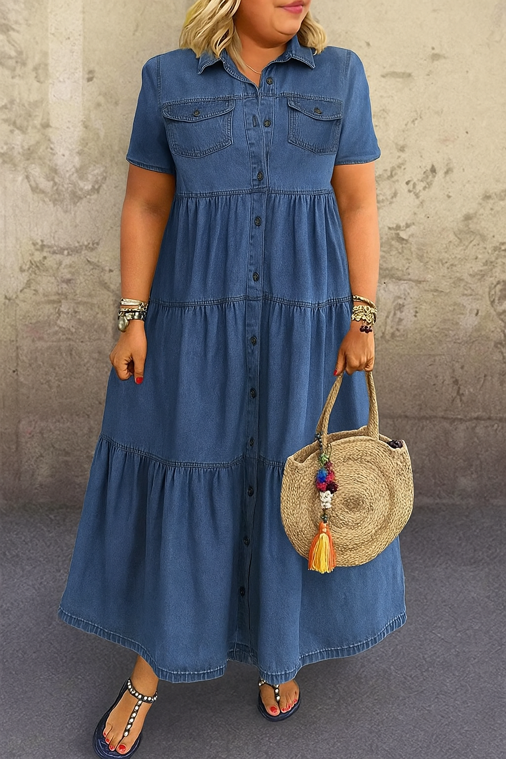 Vibeke - Robe en Denim Coton Doux