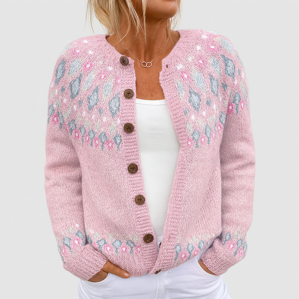 Elva - Cardigan Tricoté Lâche avec Motif