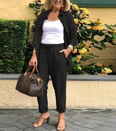 Martina - Ensemble Chemise et Pantalons en Lin et Coton