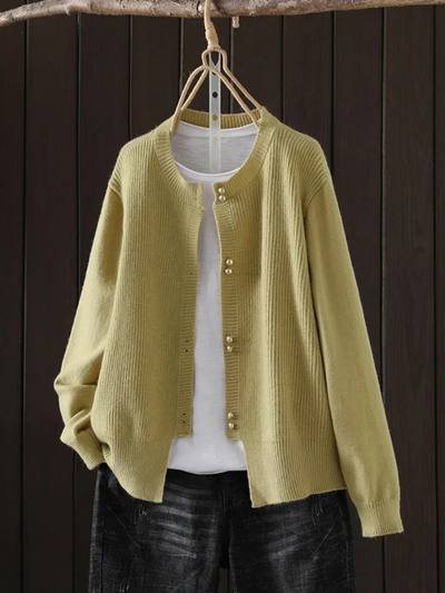 ELARA | CARDIGAN À BOUTON EN PERLE