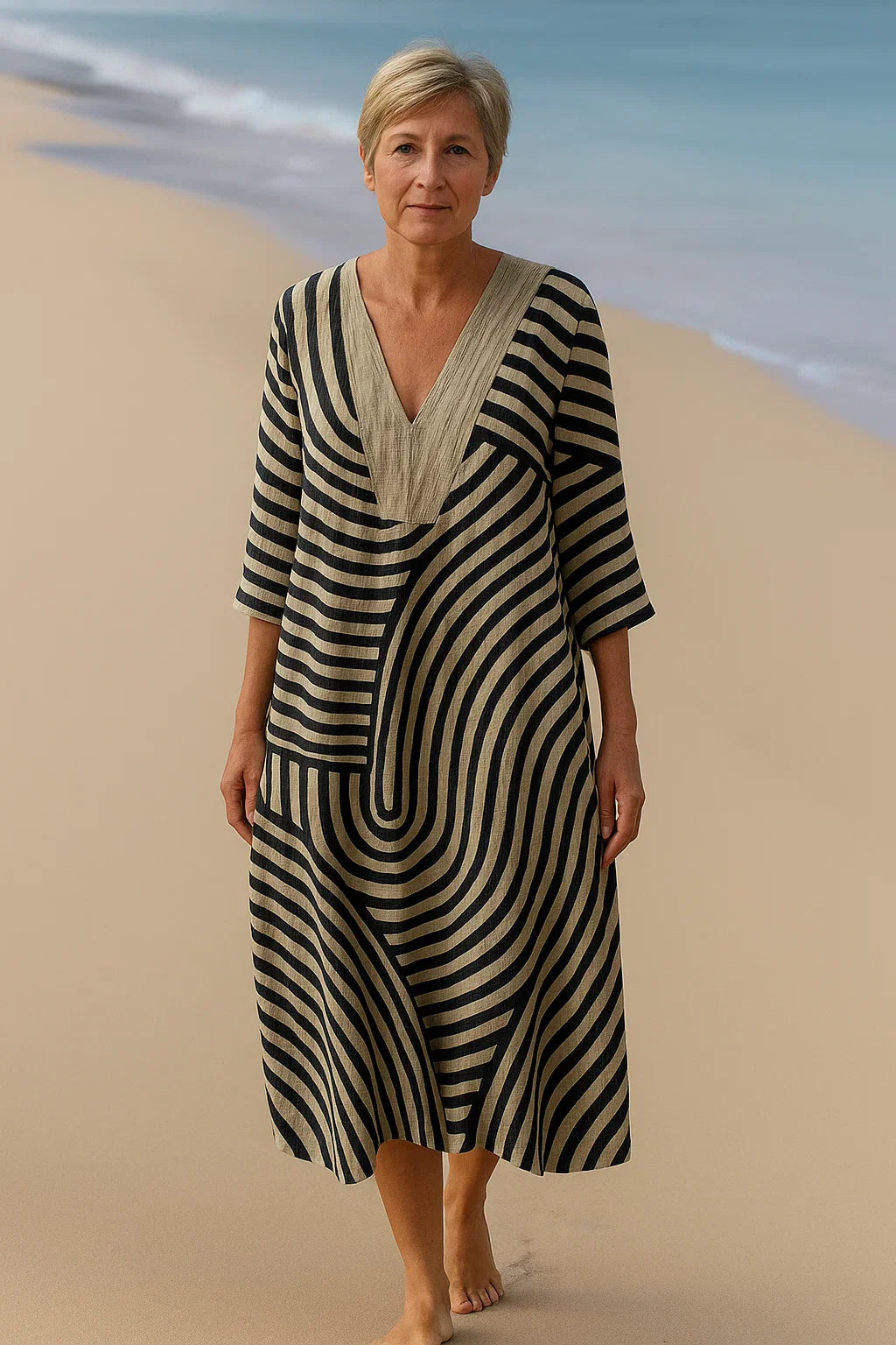 Sofie - Robe Maxi Élégante Monochrome