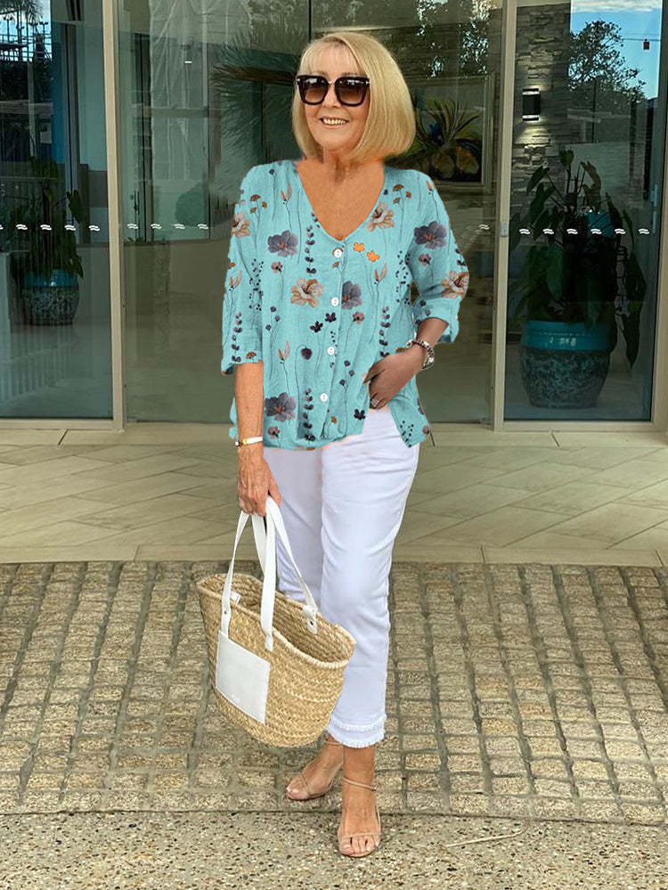 Teresa - Blouse Florale Élegante Avec Boutons