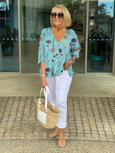 Teresa - Blouse Florale Élegante Avec Boutons